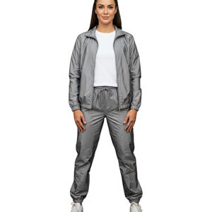 NWT Catalina Gray Taslan Jogger Tracksuit Women Small Zip Jacket Track Pants Set